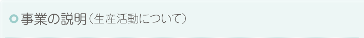 事業の説明（生産活動について）